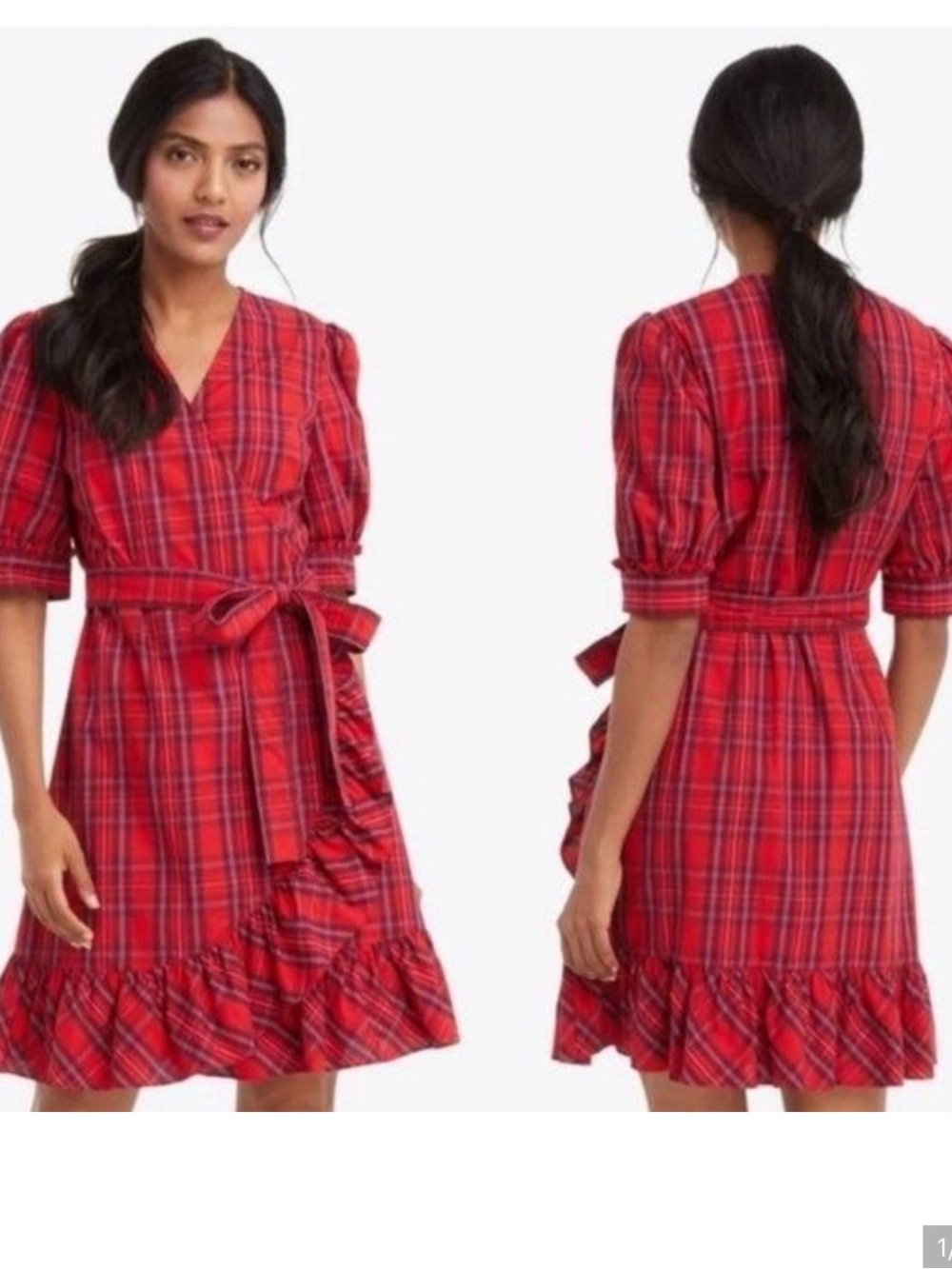 Draper James Reba Wrap Dress in Elle Plaid Ruffle Size 12